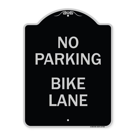 SIGNMISSION No Parking Bike Lane Heavy-Gauge Aluminum Architectural Sign, 24" x 18", BS-1824-23758 A-DES-BS-1824-23758